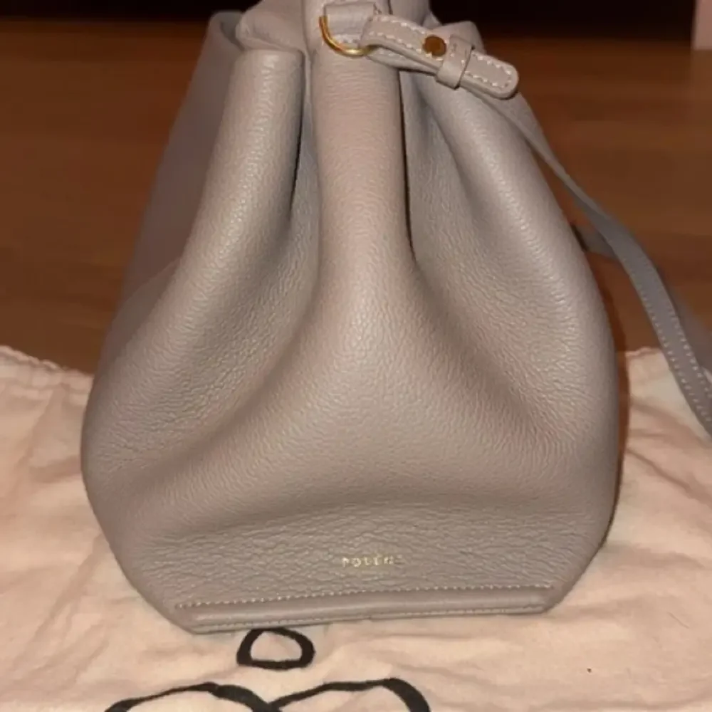 Polene Soft Pebbled Leather Shoulder Bag in Taupe Gray - Picture 3 of 3